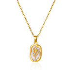 Rose Flower Pendant Necklace – Gold Color Tulip Necklace for Women