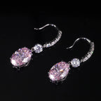 Diamond-Fire Pink CZ Drop Earrings | 925 Sterling Silver Fish Hook Earrings