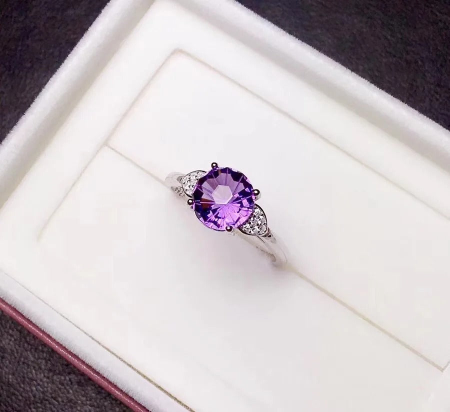 Natural Amethyst Ring – 925 Sterling Silver