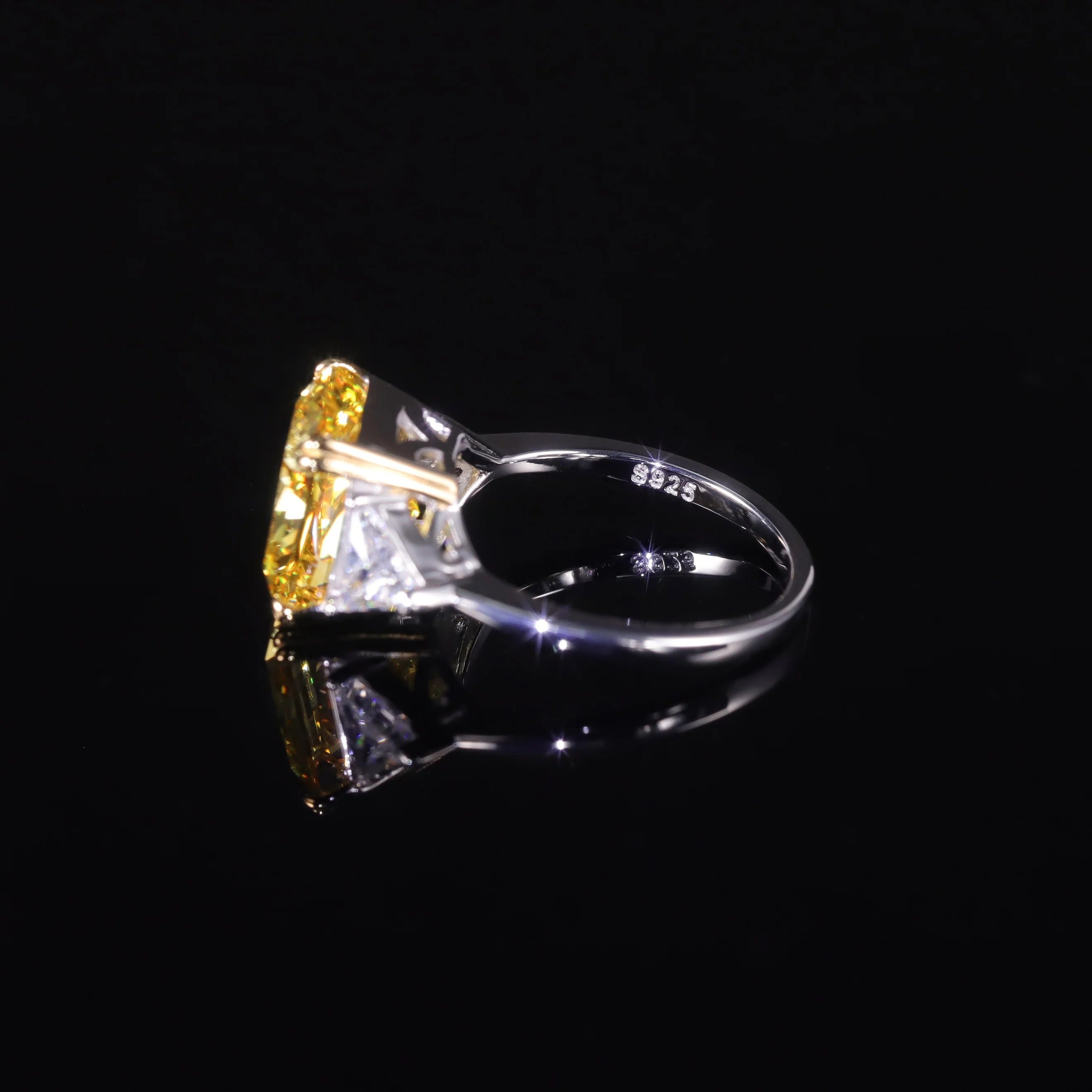 Luxury Fancy Vivid Yellow Diamond-Fire CZ Engagement Ring – 925 Sterling Silver