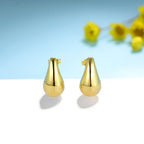 925 Sterling Silver Water Drop Stud Earrings – Classic White & Gold Finish