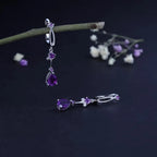 2.87Ct Natural Purple Amethyst Drop Earrings 925 Sterling Silver Vintage Flower