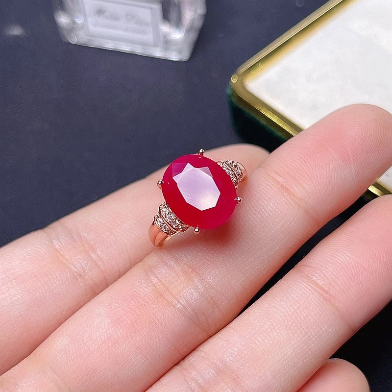 Natural Ruby Ring 925 Sterling Silver Classic Women’s Jewelry