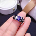 1Ct Natural Tanzanite Men’s Ring – 925 Sterling Silver Statement Ring