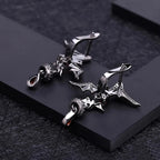 Natural Garnet Bat Drop Earrings – 925 Sterling Silver Gothic Punk Jewelry for Women