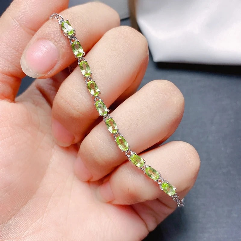 Natural Olivine Bracelet | 925 Sterling Silver Women’s Jewelry