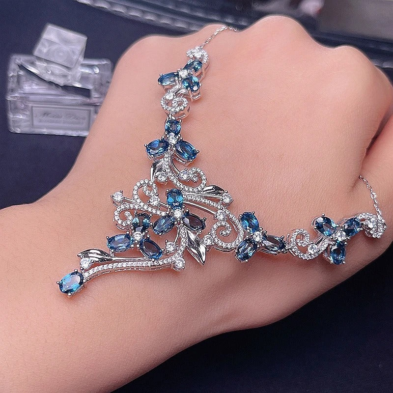 Natural Blue Topaz Necklace | 925 Sterling Silver Solitaire Pendant