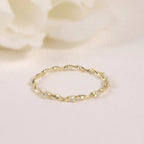 14K Gold Twisted Band Moissanite Ring – 925 Sterling Silver Stackable Wedding Band