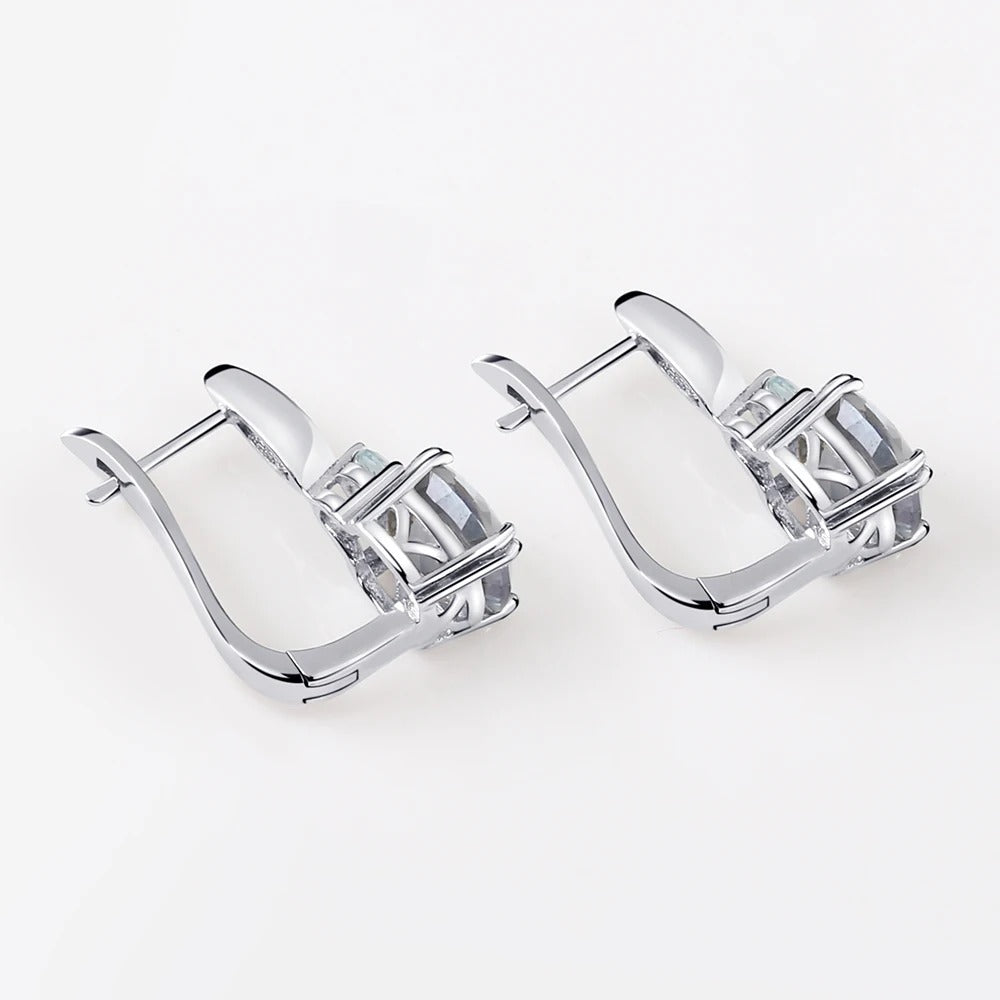 4.44Ct Iolite Blue Mystic Quartz Clip Earrings in 925 Sterling Silver