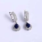 Classic Blue Sapphire Jewelry Set – 925 Sterling Silver Pendant, Earrings & Ring for Women