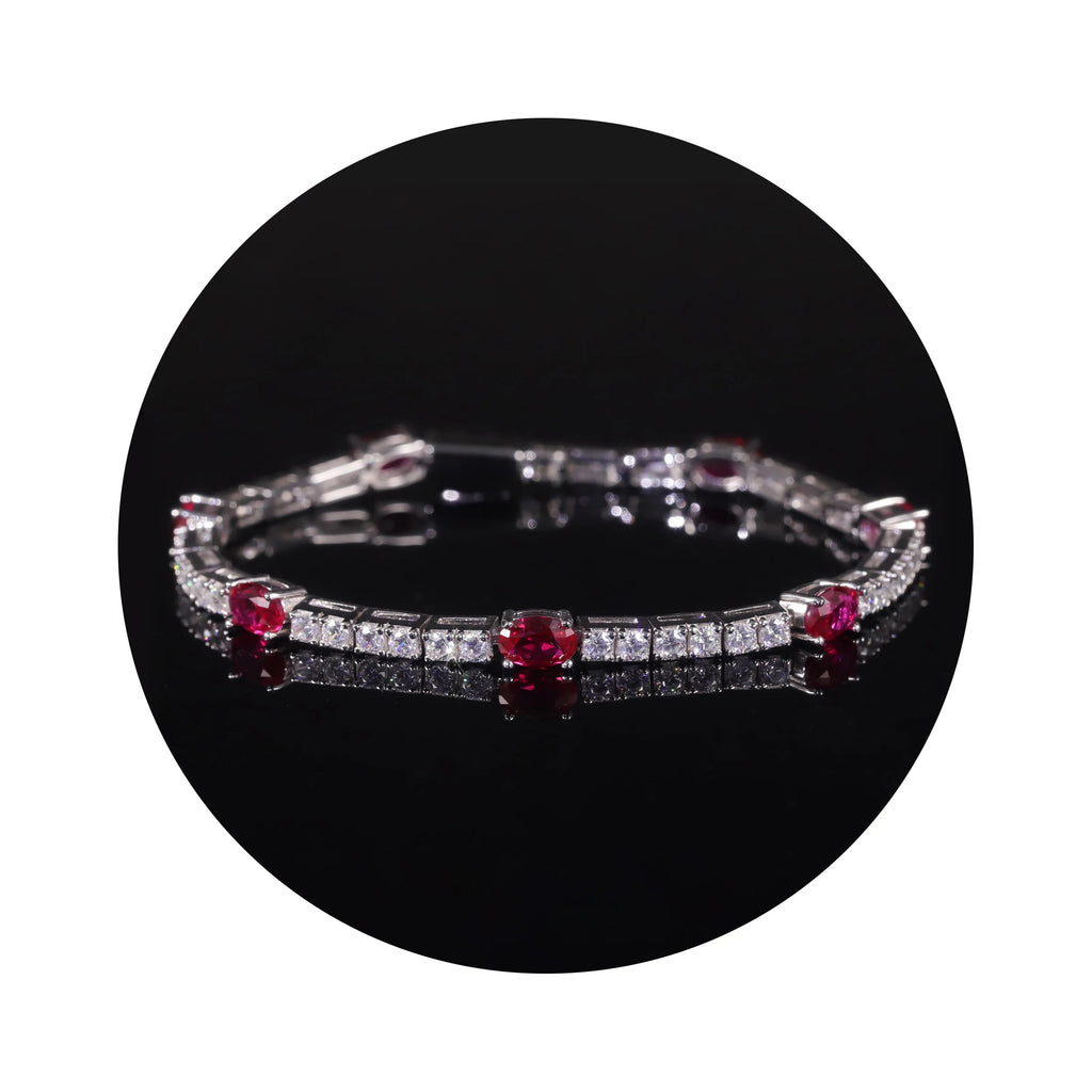 Lab Grown Ruby Tennis Bracelet 925 Sterling Silver