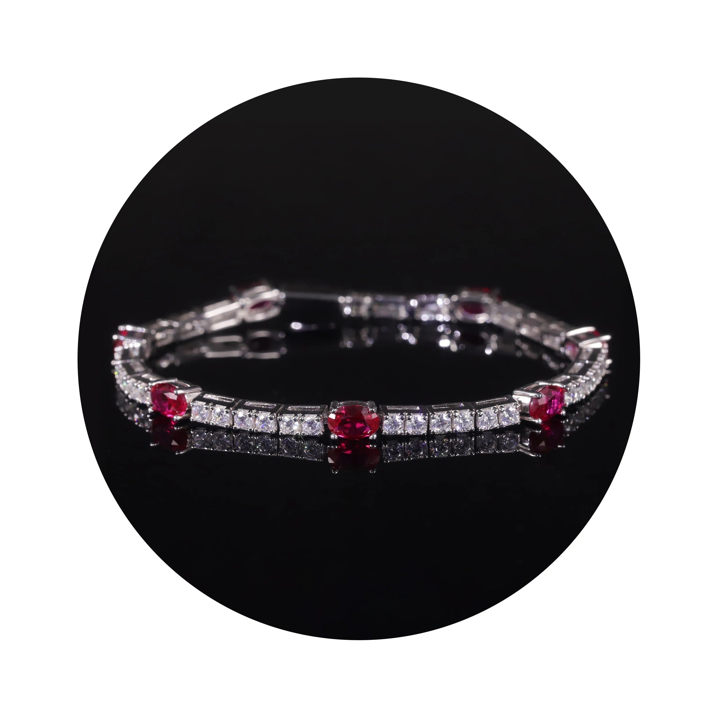 Lab Grown Ruby Tennis Bracelet 925 Sterling Silver