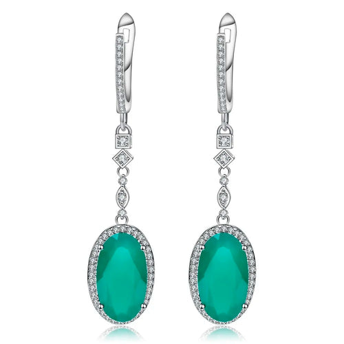 12.5Ct Natural Green Agate Drop Earrings