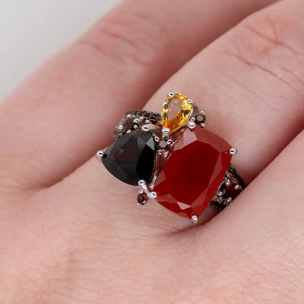 Natural Carnelian Gemstone Ring 925 Sterling Silver