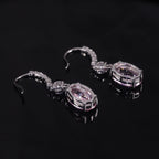 Diamond-Fire Pink CZ Drop Earrings | 925 Sterling Silver Fish Hook Earrings