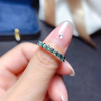 Green Moissanite Thread Ring – 925 Sterling Silver Elegant Band for Women