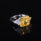 Luxury Fancy Vivid Yellow Diamond-Fire CZ Engagement Ring – 925 Sterling Silver