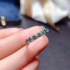 Green Moissanite Thread Ring – 925 Sterling Silver Elegant Band for Women