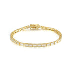 2×4mm Bezel Moissanite Tennis Bracelet in 925 Sterling Silver | 14K Gold Plated Eternity Bracelet