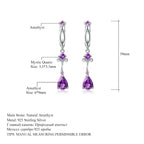 2.87Ct Natural Purple Amethyst Drop Earrings 925 Sterling Silver Vintage Flower