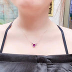 Cartoon Bear Amethyst Necklace – 925 Sterling Silver Cute Fairy Tale Pendant