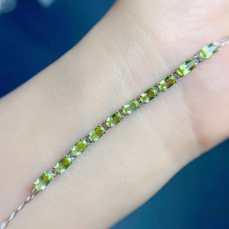 Natural Olivine Bracelet | 925 Sterling Silver Women’s Jewelry