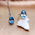 Blue Topaz 925 Sterling Silver Ring & Necklace Set