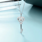 Moissanite Key Pendant Necklace – 925 Sterling Silver