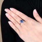 1.89Ct Natural Blue Sapphire Halo Ring in 925 Sterling Silver
