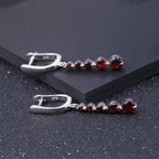 2.67Ct Natural Red Garnet Drop Earrings 925 Sterling Silver Dangle Earrings for Women