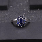 1.89Ct Natural Blue Sapphire Halo Ring in 925 Sterling Silver