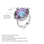 Natural Rainbow Mystic Quartz Cocktail Ring 925 Sterling Silver Vintage Statement Ring for Women