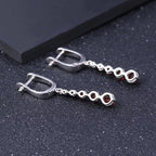 2.67Ct Natural Red Garnet Drop Earrings 925 Sterling Silver Dangle Earrings for Women