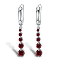 2.67Ct Natural Red Garnet Drop Earrings 925 Sterling Silver Dangle Earrings for Women