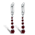 2.67Ct Natural Red Garnet Drop Earrings 925 Sterling Silver Dangle Earrings for Women