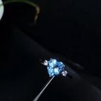 Natural Blue Topaz Heart Ring 925 Sterling Silver Classic Gemstone Ring for Women